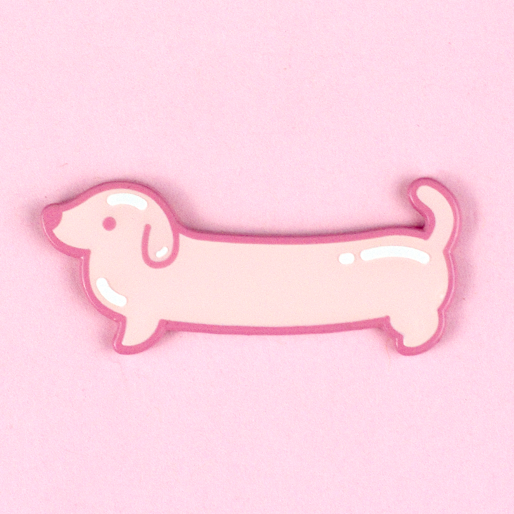 Weenie Dog Pin - Balloon (Pink) - Flea Circus Designs