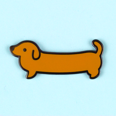 Weenie Dog Pin - Short Coat Solid Brown - Flea Circus Designs