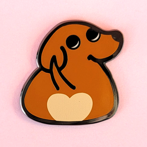 Weenie Dog Pin - Heart Butt Doxie Brown