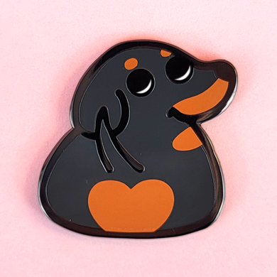 Weenie Dog Pin - Heart Butt Doxie Black