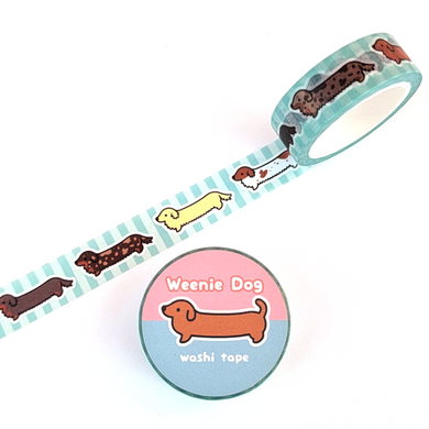 Weenie Dog Washi Tape - Long Coat Turquoise