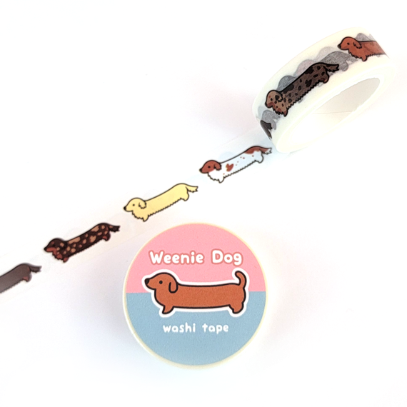 Weenie Dog Washi Tape - Long Coat White