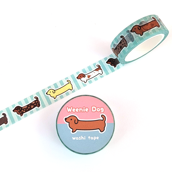 Weenie Dog Washi Tape - Short Coat Turquoise