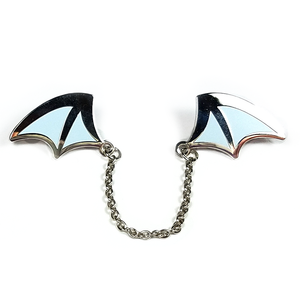 Demon Wings Silver/Light Blue Enamel Pin - Flea Circus Designs