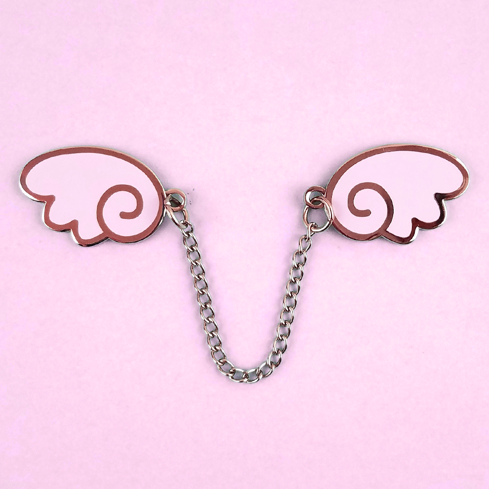 Angel Wings Silver/Lilac Enamel Pin - Flea Circus Designs
