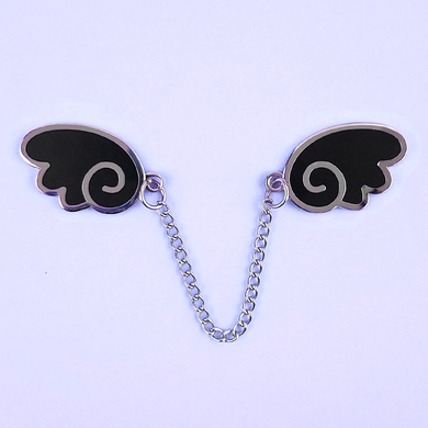 Angel Wings Silver/Black Enamel Pin - Flea Circus Designs