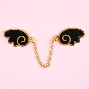 Angel Wings Gold/Black Enamel Pin - Flea Circus Designs