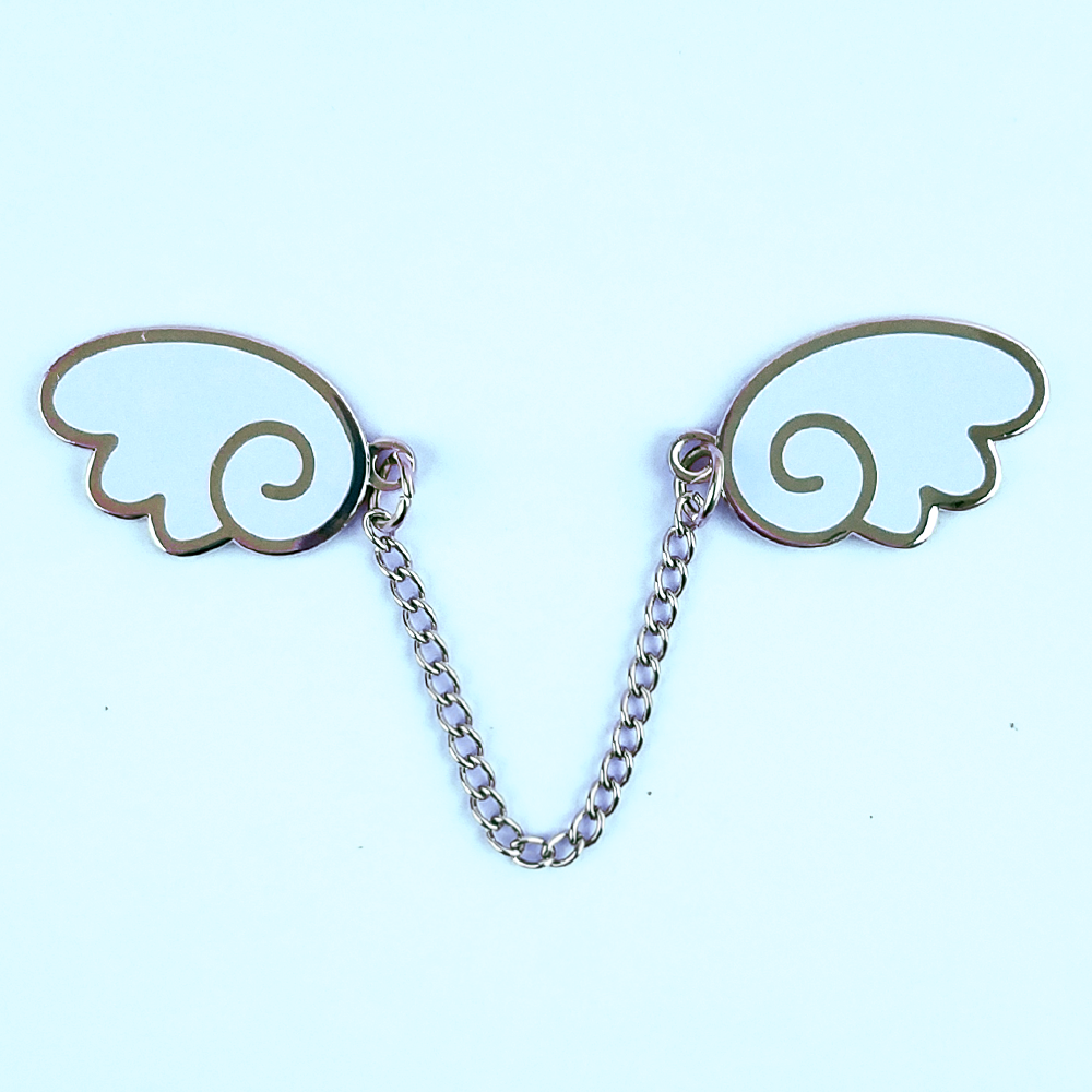 Angel Wings Silver/Light Blue Enamel Pin - Flea Circus Designs