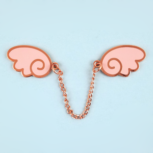 Angel Wings Rose Gold/Light Pink Enamel Pin - Flea Circus Designs