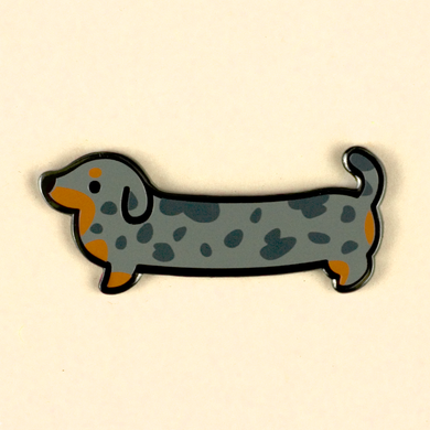 Weenie Dog Pin - Short Coat Dapple Blue - Flea Circus Designs