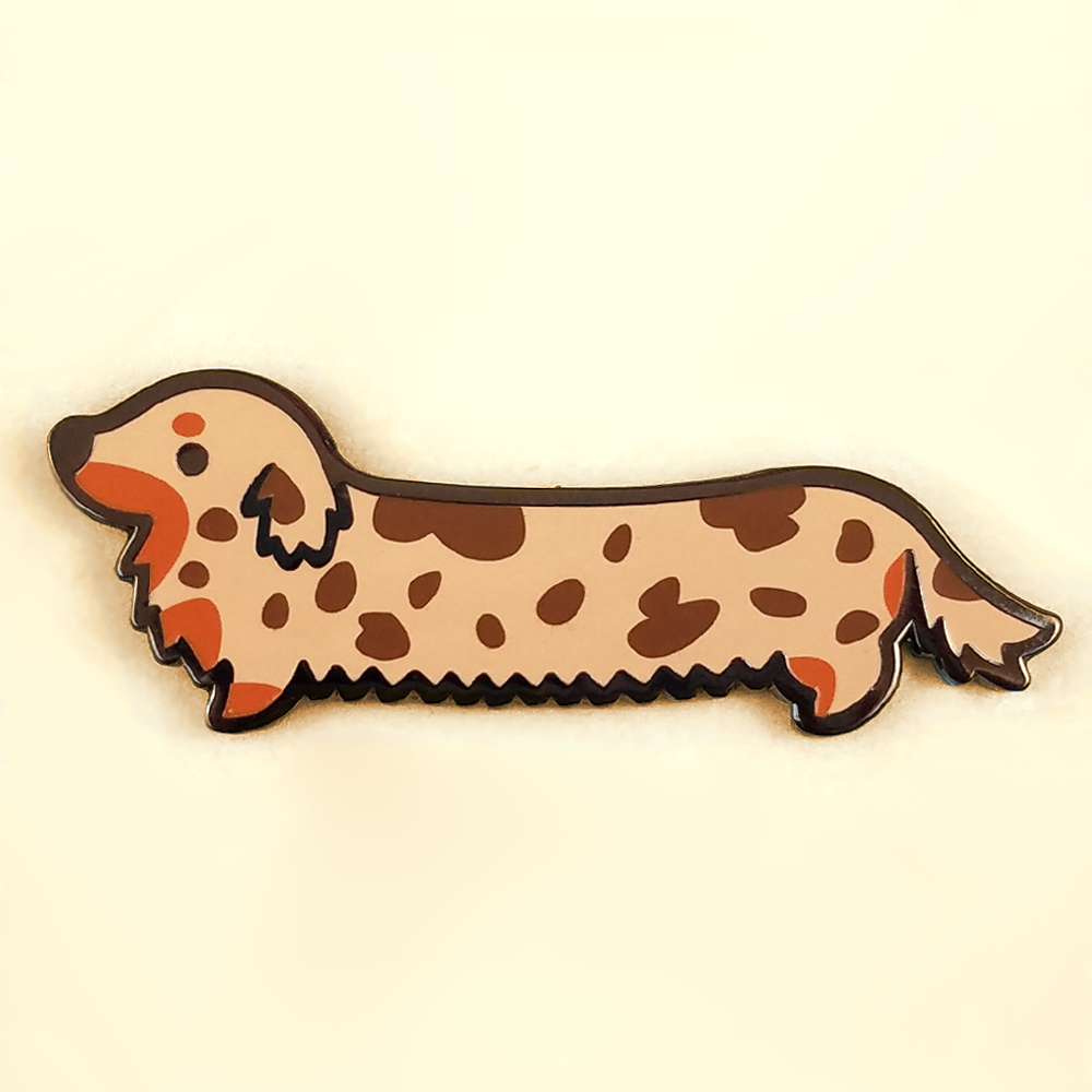 Weenie Dog Pin - Long Coat Dapple Tan - Flea Circus Designs