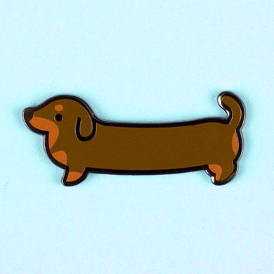 Weenie Dog Pin - Short Coat Bicolor Chocolate/Tan - Flea Circus Designs
