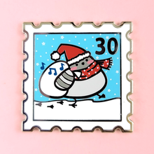 Christmas Poe Stamp Pin - Light Blue