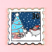 Christmas Poe Stamp Pin - Dark Blue