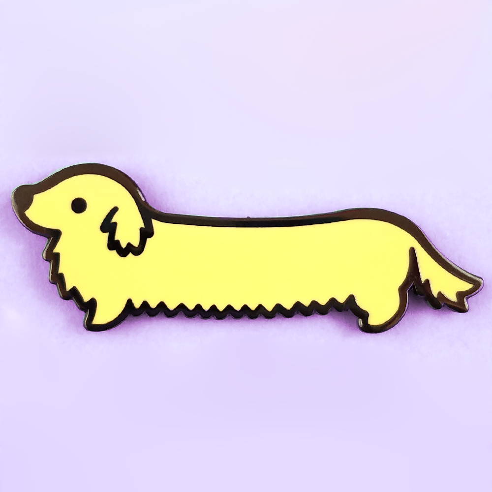 Weenie Dog Pin - Long Coat Solid Cream - Flea Circus Designs
