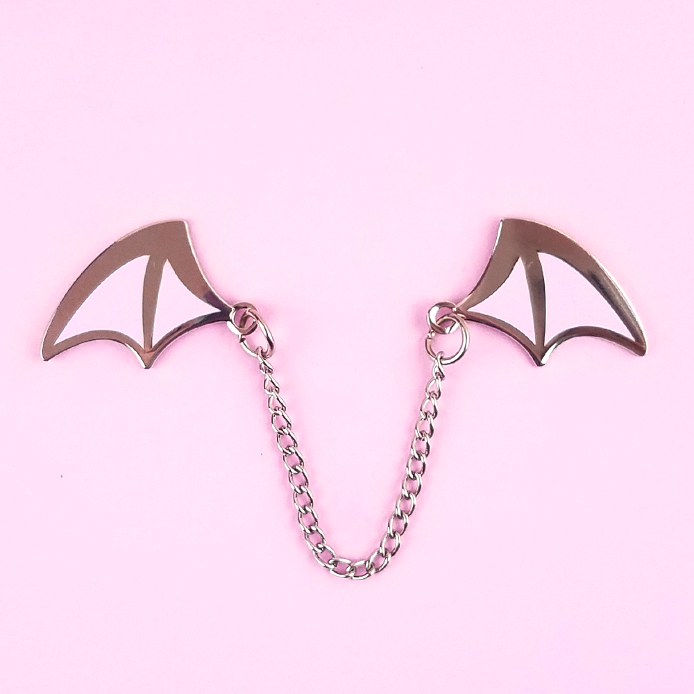 Demon Wings Silver/Lilac Enamel Pin - Flea Circus Designs