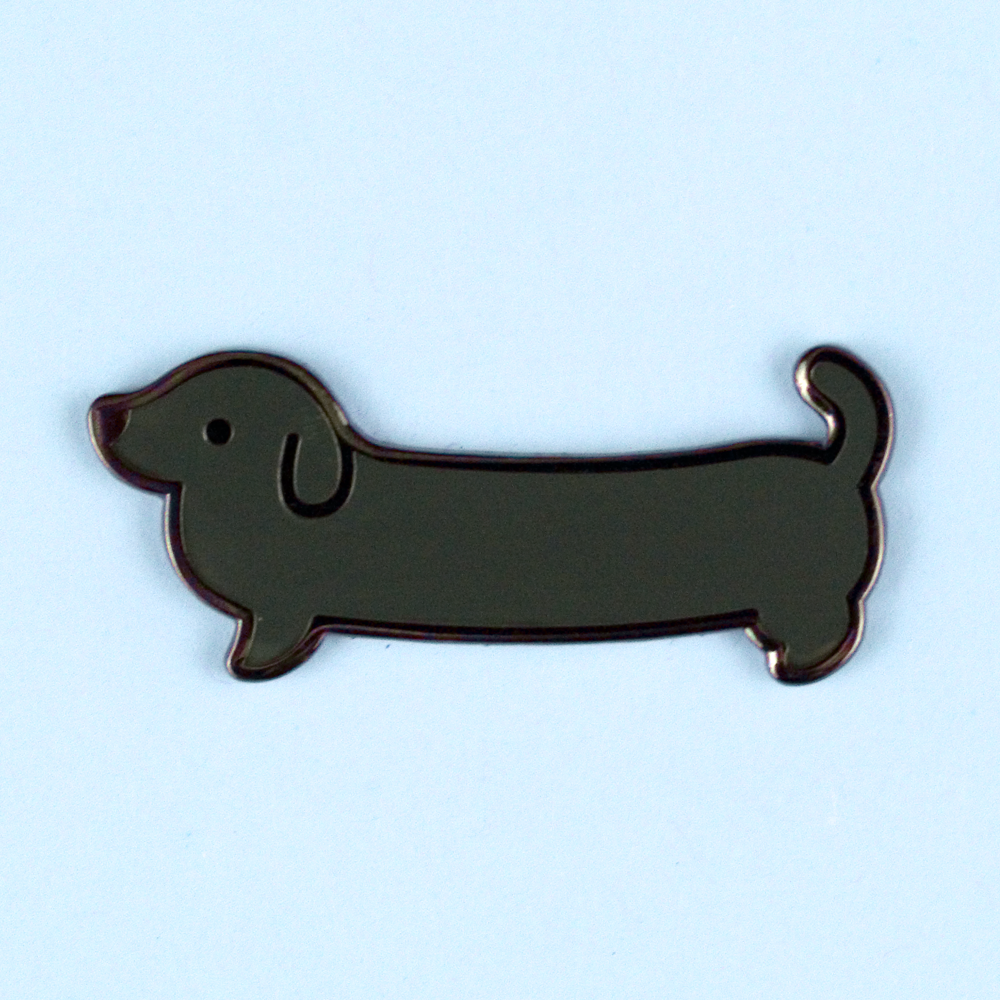 Weenie Dog Pin - Short Coat Solid Black - Flea Circus Designs