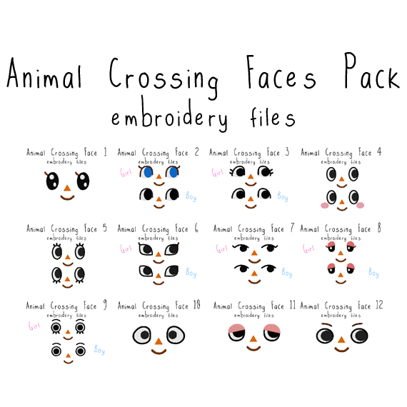 Animal Crossing Faces Pack - Flea Circus Designs