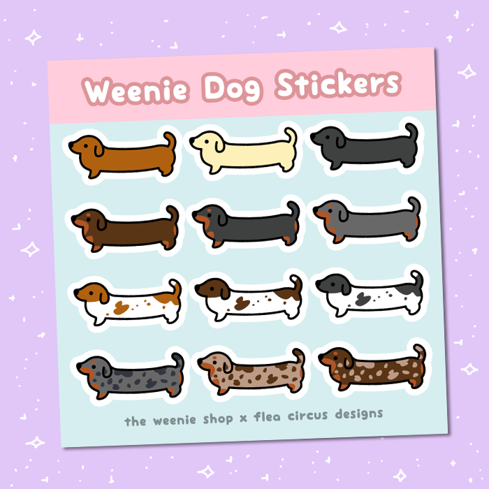 Weenie Dog Sticker Sheet (Short Coats)