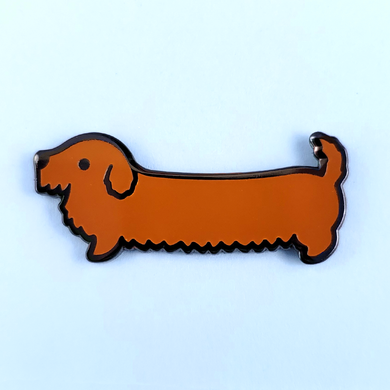 Weenie Dog Pin - Wire Coat Solid Brown