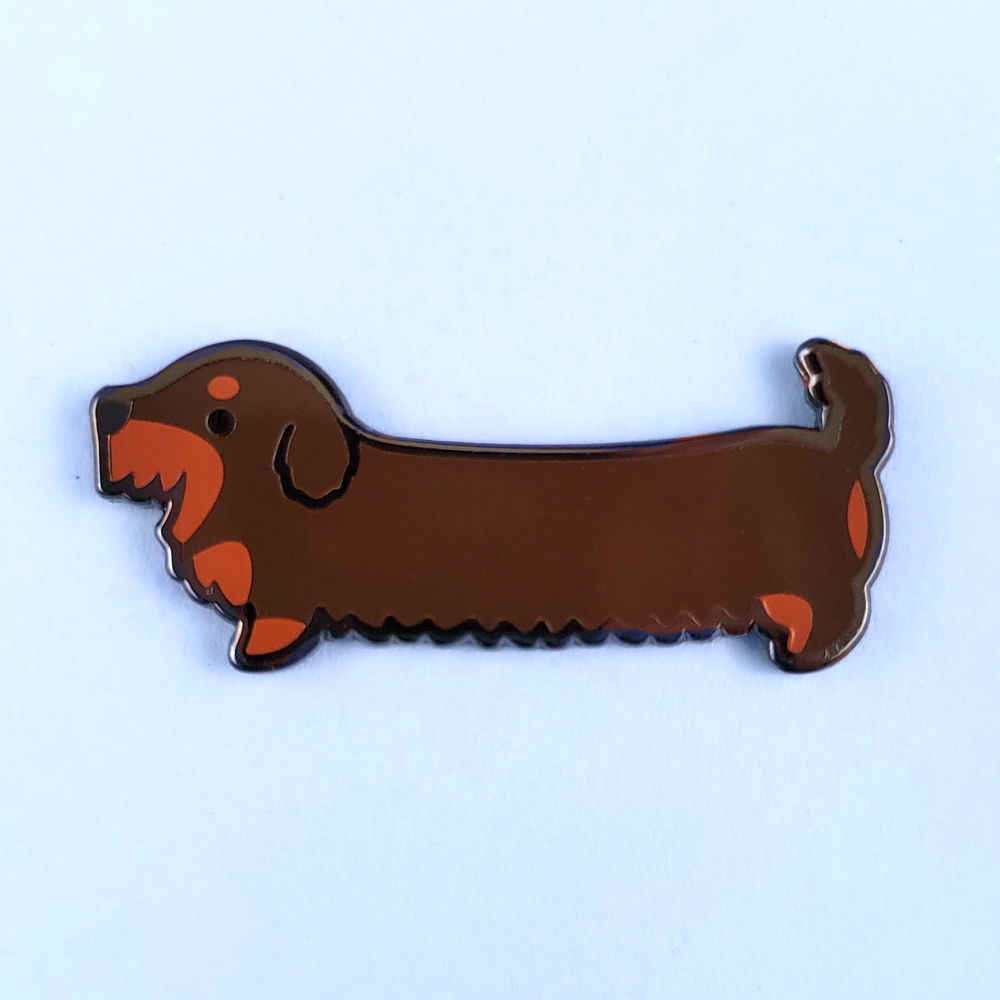 Weenie Dog Pin - Wire Coat Bicolor Chocolate/Tan