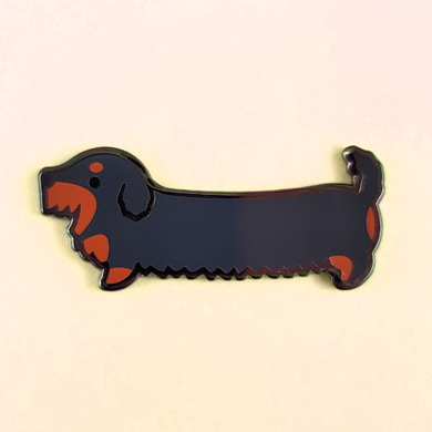 Weenie Dog Pin - Wire Coat Bicolor Black/Tan