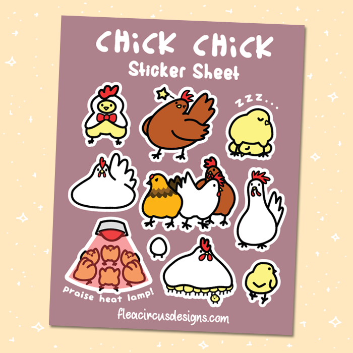 Chicken Sticker Sheet - Flea Circus Designs