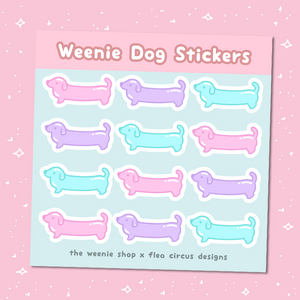 Weenie Dog Sticker Sheet (Pastels)
