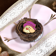 Tea Time Brown Owl Pin - Flea Circus Designs