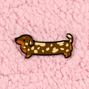 Weenie Dog Pin - Short Coat Dapple Chocolate - Flea Circus Designs