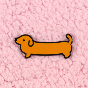Weenie Dog Pin - Short Coat Solid Brown - Flea Circus Designs
