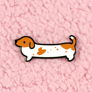 Weenie Dog Pin - Short Coat Piebald Red - Flea Circus Designs
